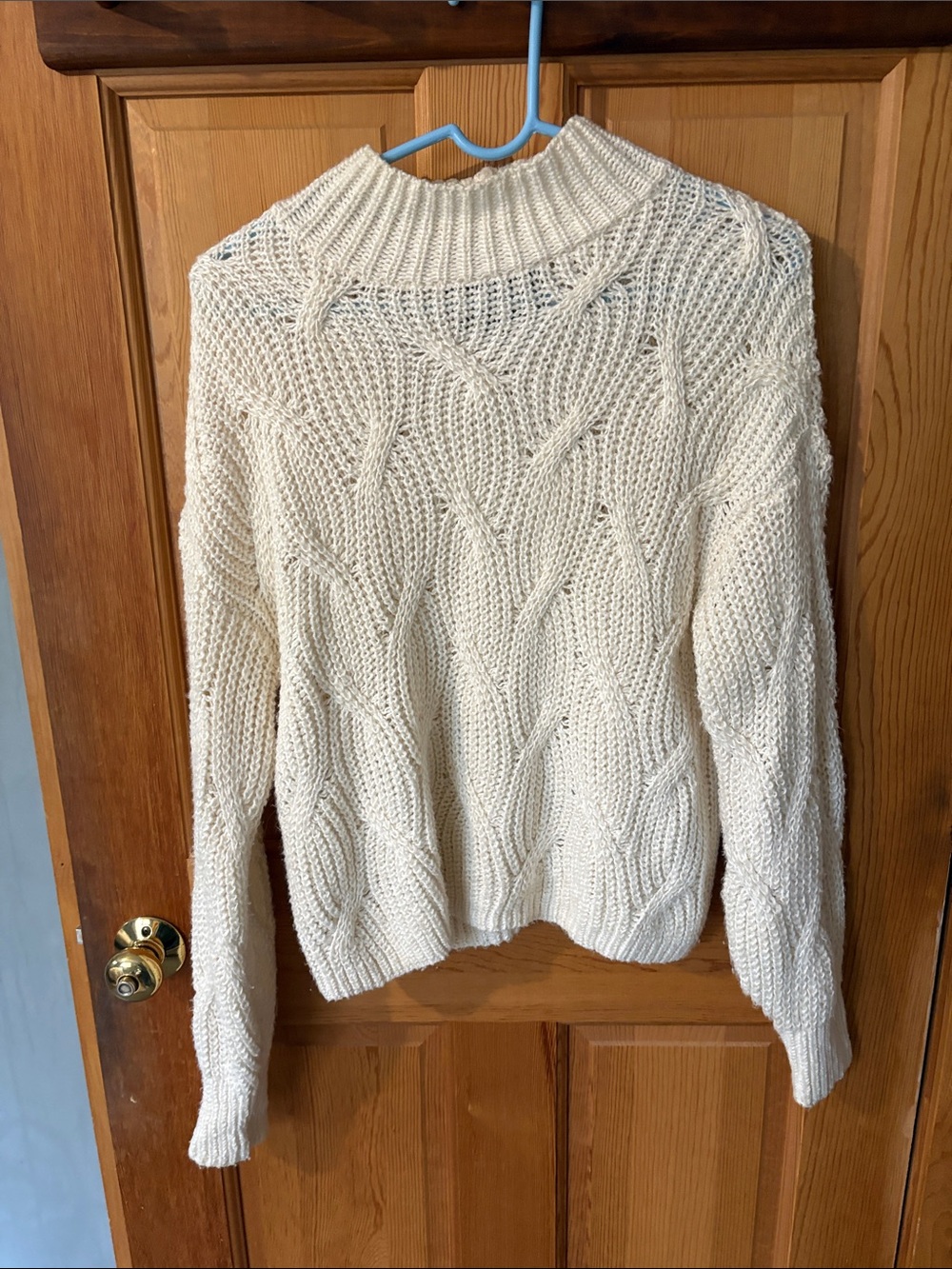 American Eagle Outfitters Cream Cable Turtleneck Sweater